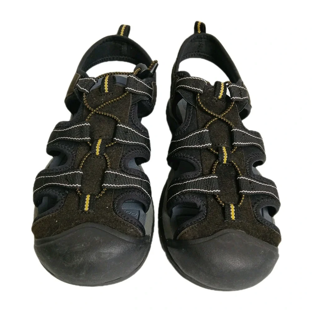 AIRWALK Men's SIZE 9.5‎ Black & Yellow Hiking, Walking, Summer Sandels #1522